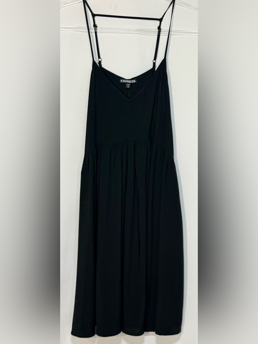 Express Black V-Neck Cami Fit & Flare Mini Dress